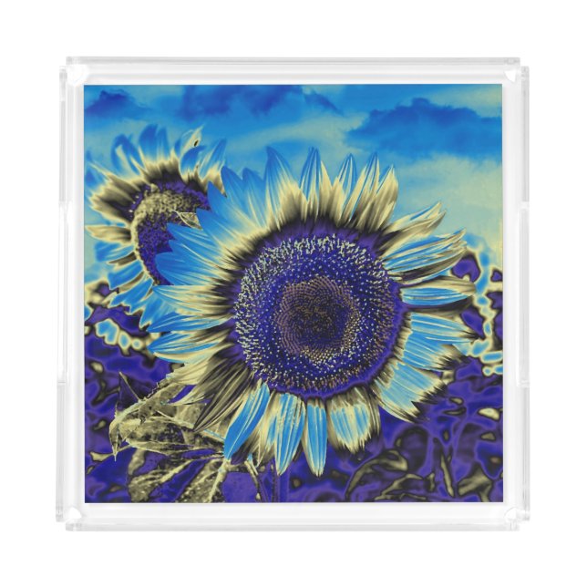 Blue Sunflower Acrylic Tray (Front)
