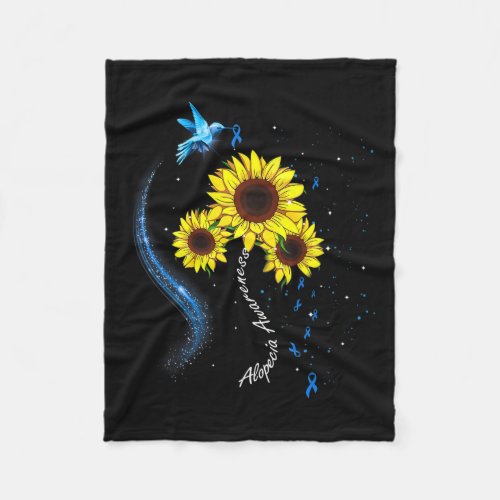 Blue Sunflower Alopecia Awareness  Fleece Blanket