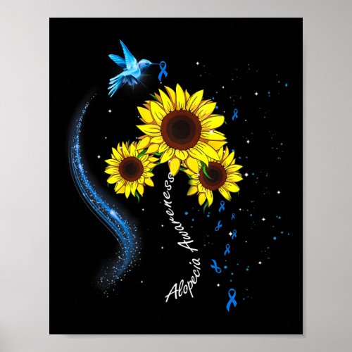 Blue Sunflower Alopecia Awareness  Poster