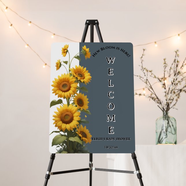 Blue Sunflower Baby Shower Foam Board (In Situ (Stand))
