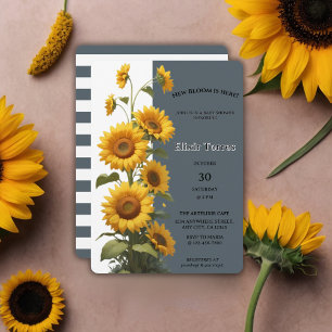 Blue Sunflower Baby Shower Invitation