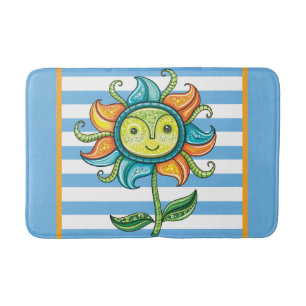 Blue Sunflower Bath Mat