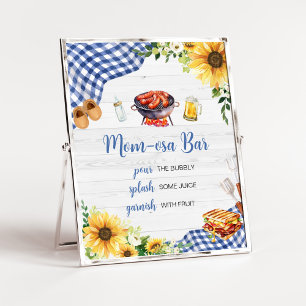 Blue Sunflower BBQ Baby Shower Mom Osa Bar Poster