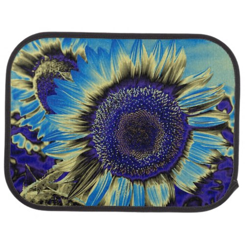 Blue Sunflower Car Floor Mat