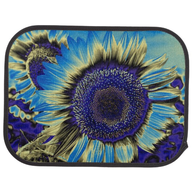 Blue Sunflower Car Floor Mat (Rear)