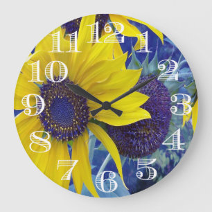 Blue Sunflower Design Clock