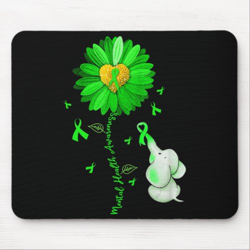 Blue Sunflower Elephan Outfit Spread Mental Health Mouse Pad