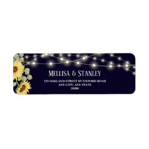 Blue Sunflower Eucalyptus Wedding Return Address Label