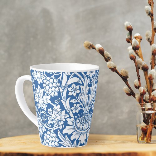 Blue Sunflower Grape Vines Morris Latte Mug