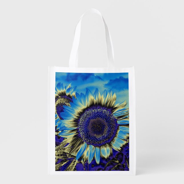 Blue Sunflower Grocery Bag (Front)