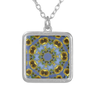 Blue Sunflower Kaleidoscope Necklace
