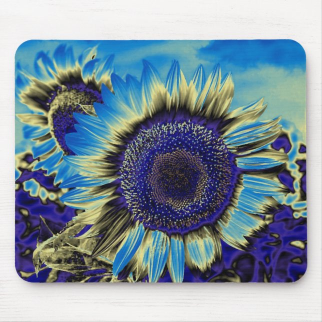 Blue Sunflower Mouse Pad (Front)