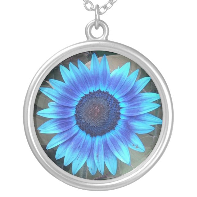 Blue Sunflower Necklace (Front)