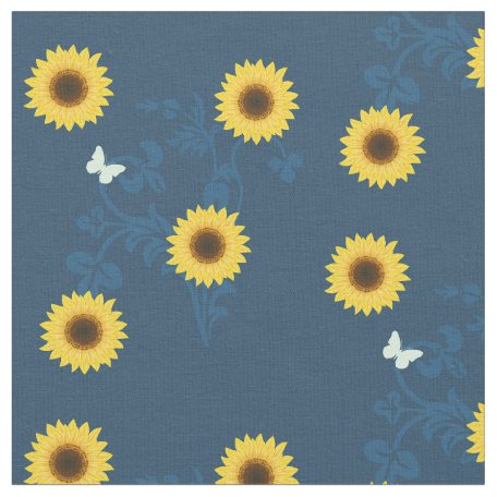 Sunflower Floral Blue Pastel Fabric | Zazzle.com