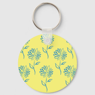 Blue Sunflower Pattern Keychain