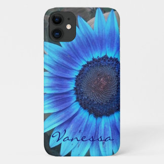 Blue Sunflower *personalize* iPhone 11 Case