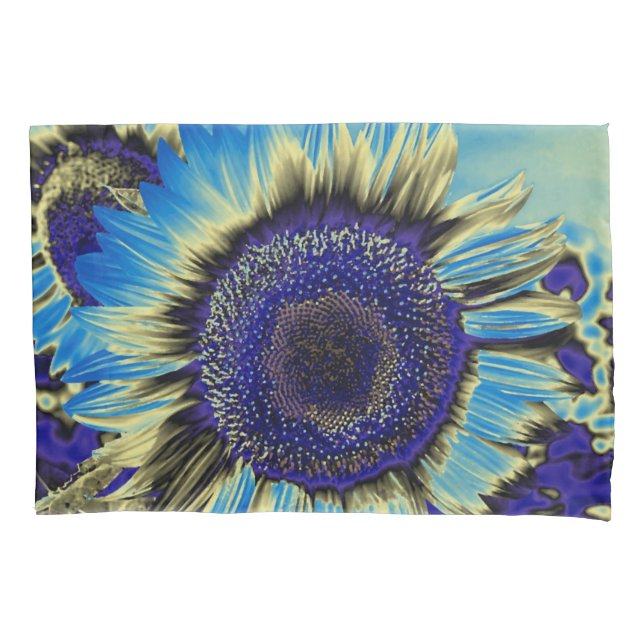 Blue Sunflower Pillow Case (Front)