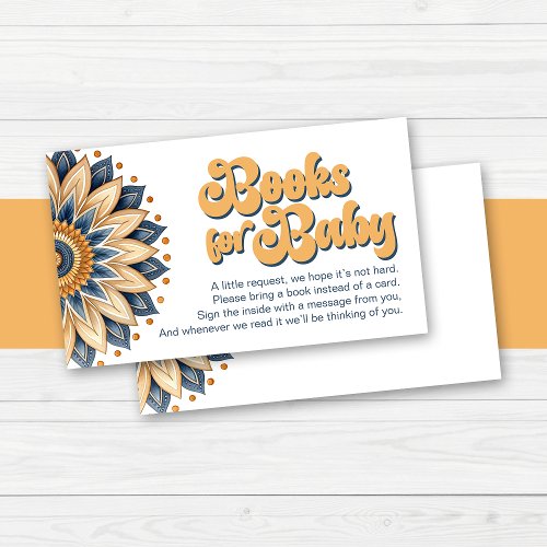 Blue Sunflower Retro Typography Books for Baby Enclosure Card