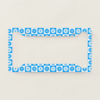 Blue Sunflower Tile Pattern Daisy Floral Trendy License Plate Frame