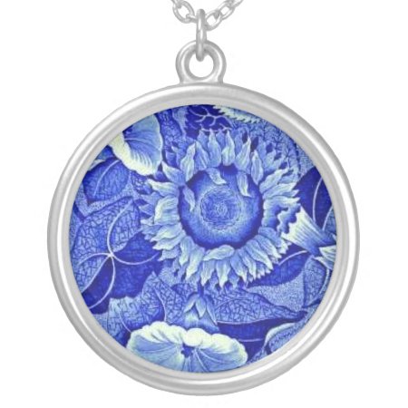 Blue Sunflower Vintage Costume Jewelry Charm