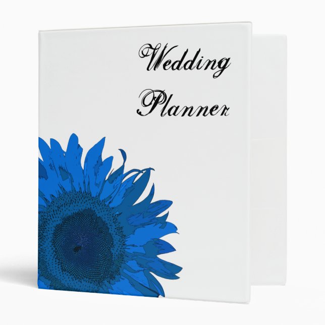 Blue Sunflower Wedding 3 Ring Binder (Front/Inside)