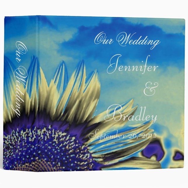 Blue Sunflower Wedding Binder (Front/Spine)