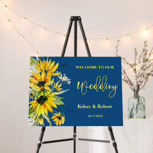 Blue Sunflower Welcome Wedding Sign