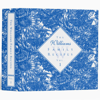 Blue Sunflowers On White Recipe Binder