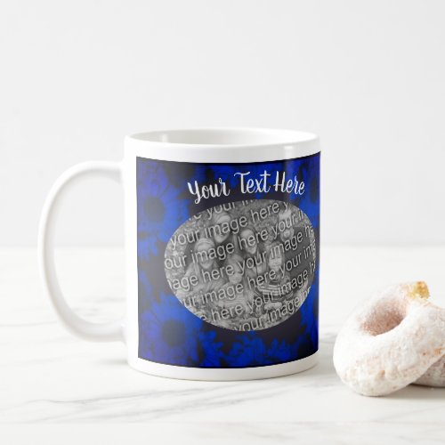 Blue Sunflowers Photo Frame Personalized  Coffee Mug