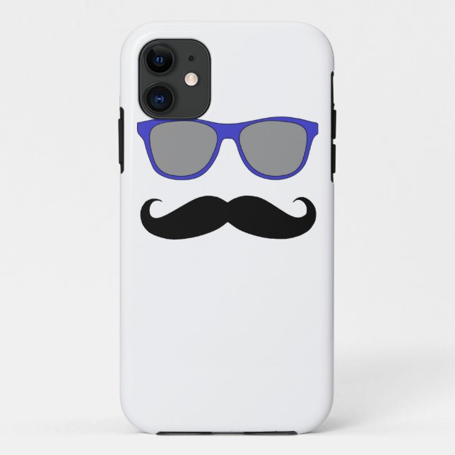Blue Sunglasses and Black Mustache iPhone 5 Case (Back)