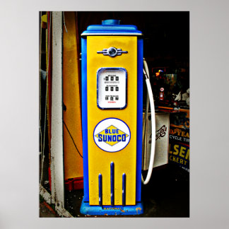 Blue Sunoco vintage gas pump Poster