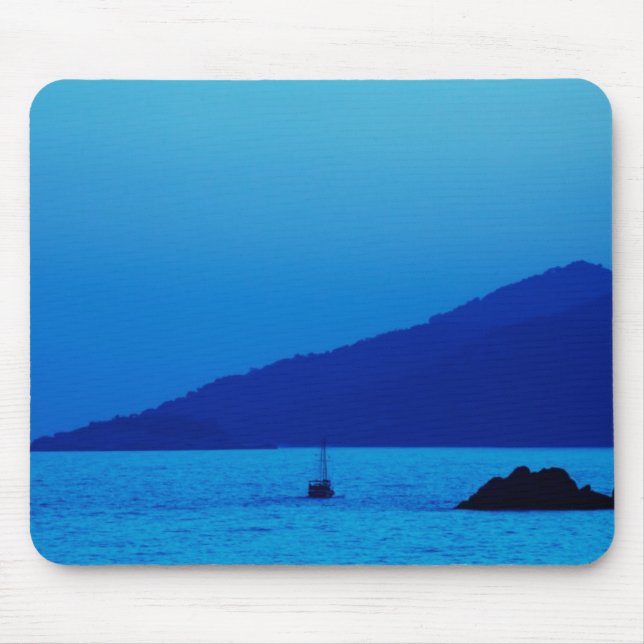 blue sunset and boat mousepad (Front)