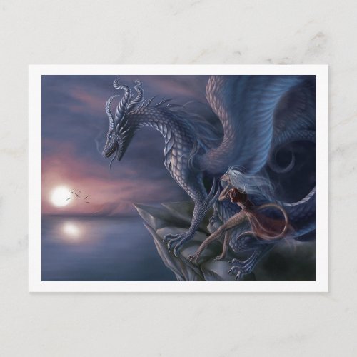 Blue Sunset Dragon Postcard