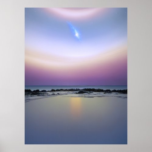 Blue Sunset Galaxies on the Horizon Poster