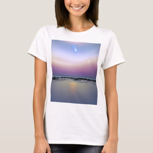 Blue Sunset Galaxies on the Horizon  T_Shirt