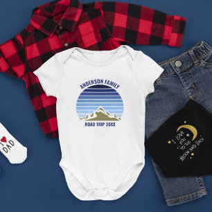 Blue Sunset Mountain Custom Family Reunion Trip Baby Bodysuit