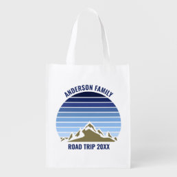 Blue Sunset Mountain Custom Family Reunion Trip Grocery Bag