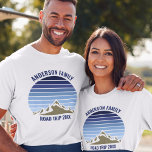 Blue Sunset Mountain Custom Family Reunion Trip T-Shirt<br><div class="desc">This cool blue vintage sunset over rocky mountains in nature makes a great image for a set of customized t-shirts for a family reunion, road trip, or summer vacation. Commemorate your mountain trip with matching nature tees for mom, dad, brother and sister. Just add your own last name and the...</div>