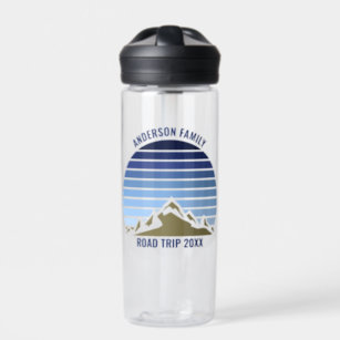 Blue Sunset Mountain Custom Family Reunion Trip Water Bottle