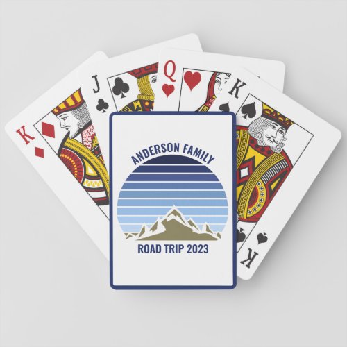 Blue Sunset Mountain Custom Family Road Trip Poker Cards
