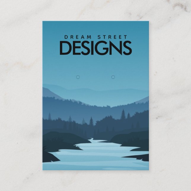 Blue Sunset Mountain Travel Earring Display Card (Front)