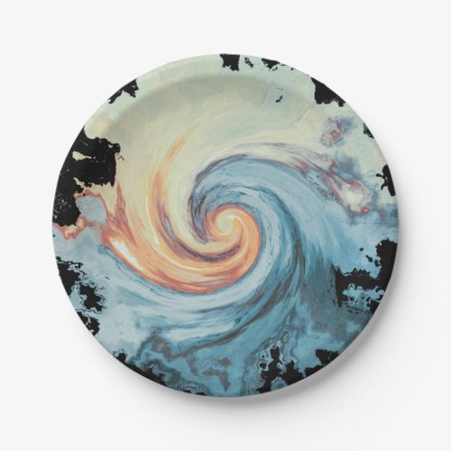 Blue Sunset Ocean Wave Watercolor Paper Plates