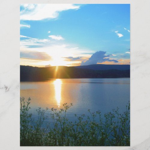 Blue sunset on lake