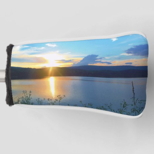 Blue sunset on lake golf head cover