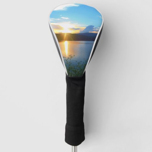 Blue sunset on lake golf head cover