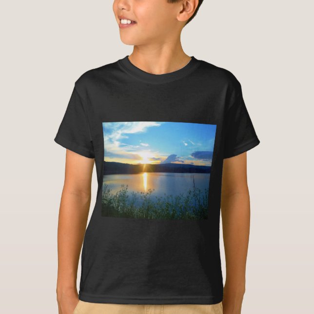 Blue sunset on lake T-Shirt (Front)