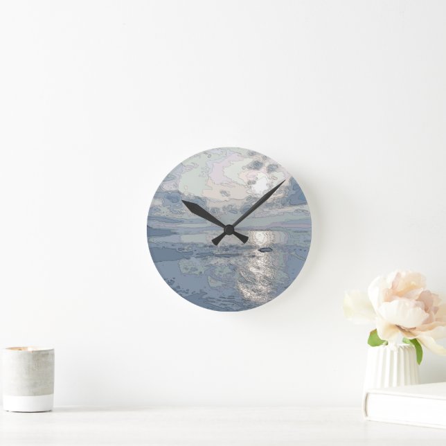 BLUE SUNSET ROUND CLOCK (Home)