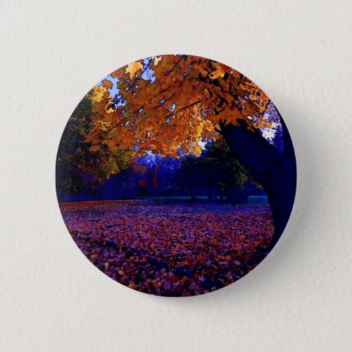 Blue Sunset Trees Button