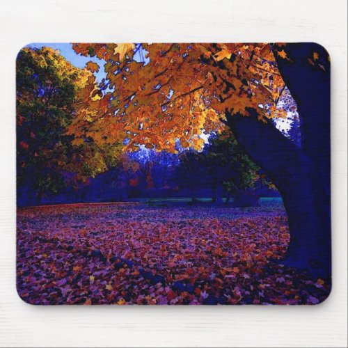 Blue Sunset Trees Mouse Pad