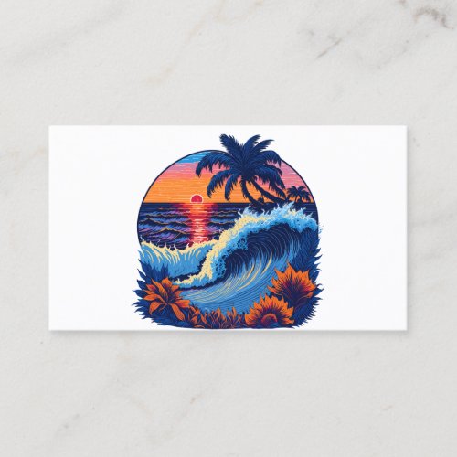 Blue Sunset  Wave Business Card